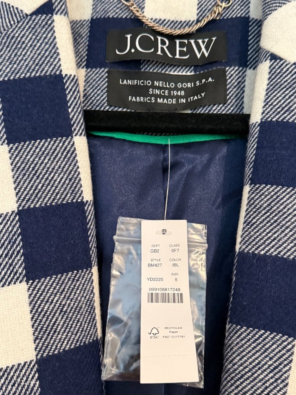 NWT J Crew Size 6 Alfie Topcoat in Buffalo Check Italian Wool - Picture 4 of 5